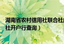 湖南省农村信用社联合社的开户行（湖南省农村信用社联合社开户行查询）