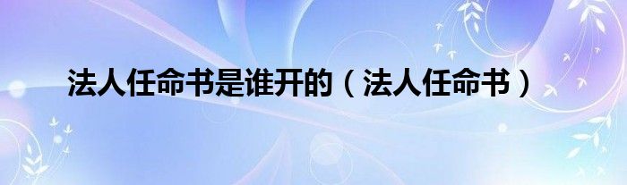 法人任命书是谁开的（法人任命书）