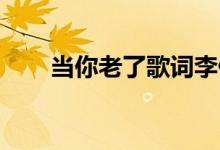 当你老了歌词李健（当你老了 歌词）