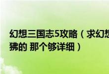 幻想三国志5攻略（求幻想三国志四外传完整攻略 最好要狒狒的 那个够详细）