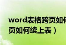 word表格跨页如何添加表头（word表格跨页如何续上表）