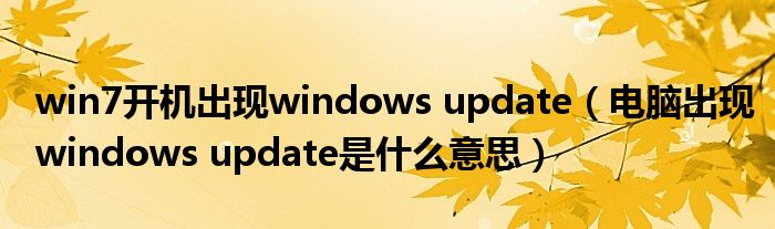win7开机出现windows update（电脑出现windows update是什么意思）
