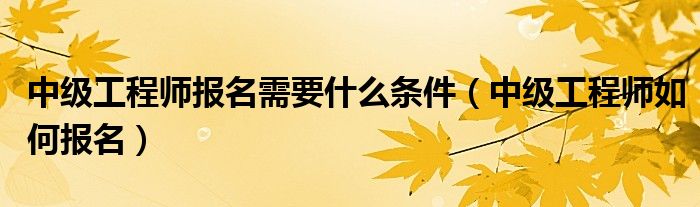 中级工程师报名需要什么条件（中级工程师如何报名）