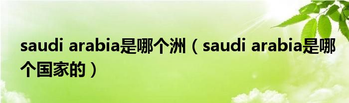 saudi arabia是哪个洲（saudi arabia是哪个国家的）