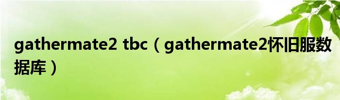 gathermate2 tbc（gathermate2怀旧服数据库）