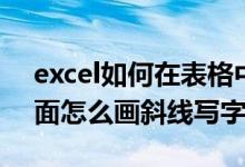 excel如何在表格中画斜线并写字（excel里面怎么画斜线写字）