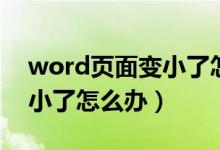 word页面变小了怎么办恢复（word页面变小了怎么办）