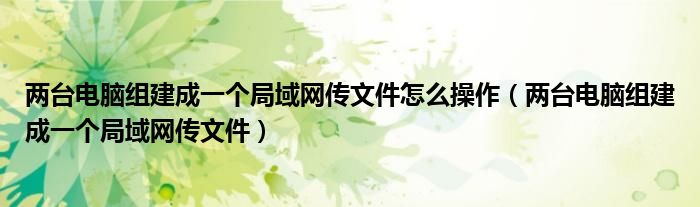 两台电脑组建成一个局域网传文件怎么操作（两台电脑组建成一个局域网传文件）