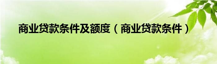 商业贷款条件及额度（商业贷款条件）