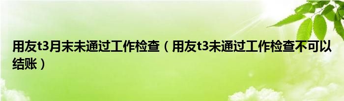 用友t3月末未通过工作检查（用友t3未通过工作检查不可以结账）