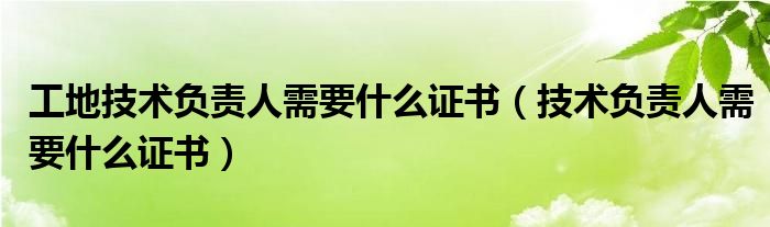 工地技术负责人需要什么证书（技术负责人需要什么证书）