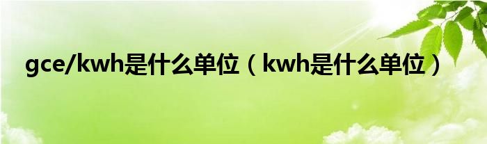 gce/kwh是什么单位（kwh是什么单位）