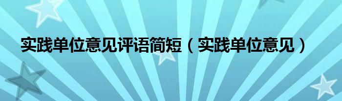 实践单位意见评语简短（实践单位意见）