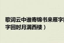 歌词云中谁寄锦书来雁字回时月满西楼（云中谁寄锦书来雁字回时月满西楼）