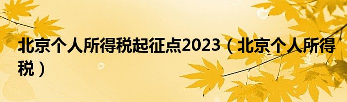 北京个人所得税起征点2023（北京个人所得税）