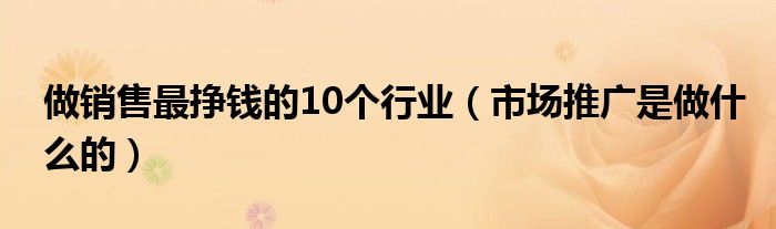 做销售最挣钱的10个行业（市场推广是做什么的）