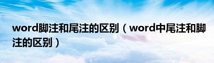 word脚注和尾注的区别（word中尾注和脚注的区别）