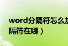 word分隔符怎么加入（word文档中插入分隔符在哪）