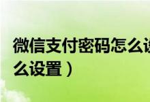 微信支付密码怎么设置指纹（微信支付密码怎么设置）