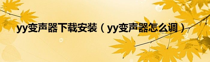 yy变声器下载安装（yy变声器怎么调）