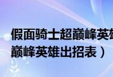 假面骑士超巅峰英雄出招表psp（假面骑士超巅峰英雄出招表）