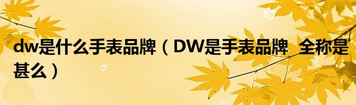 dw是什么手表品牌（DW是手表品牌  全称是甚么）