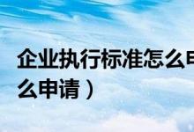 企业执行标准怎么申请执照（企业执行标准怎么申请）