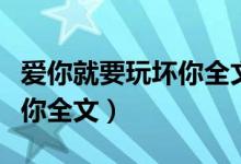 爱你就要玩坏你全文在线阅读（爱你就要玩坏你全文）