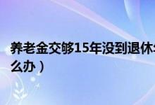 养老金交够15年没到退休年龄怎么办（养老金未交满15年怎么办）