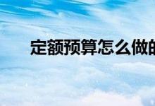 定额预算怎么做的（定额预算怎么做）