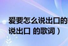 爱要怎么说出口的歌词（有谁知道 爱要怎么说出口 的歌词）