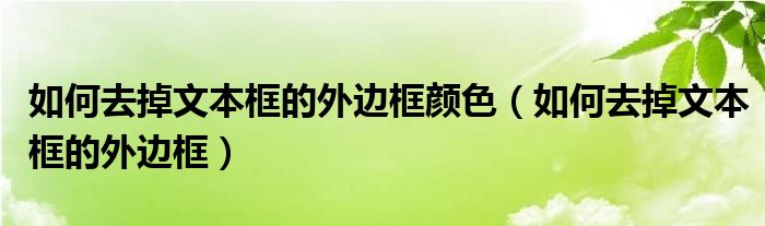 如何去掉文本框的外边框颜色（如何去掉文本框的外边框）