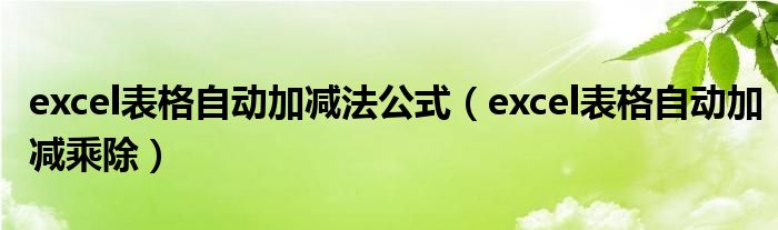 excel表格自动加减法公式（excel表格自动加减乘除）