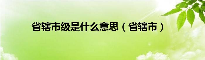 省辖市级是什么意思（省辖市）