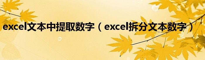 excel文本中提取数字（excel拆分文本数字）