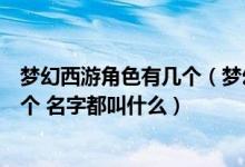 梦幻西游角色有几个（梦幻西游游戏中的人物角色共有多少个 名字都叫什么）