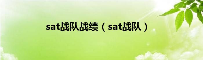 sat战队战绩（sat战队）