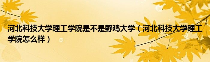 河北科技大学理工学院是不是野鸡大学（河北科技大学理工学院怎么样）