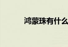 鸿蒙珠有什么用（鸿蒙珠传奇）