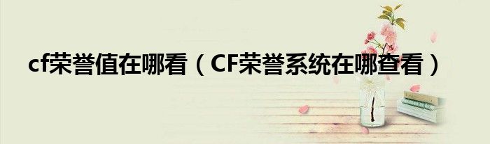 cf荣誉值在哪看（CF荣誉系统在哪查看）