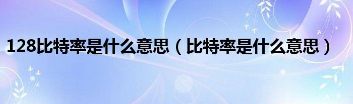 128比特率是什么意思（比特率是什么意思）