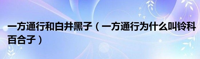 一方通行和白井黑子（一方通行为什么叫铃科百合子）