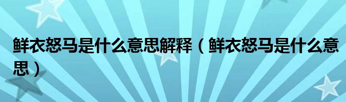 鲜衣怒马是什么意思解释（鲜衣怒马是什么意思）