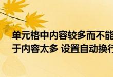 单元格中内容较多而不能完全显示（Excel单个单元格内由于内容太多 设置自动换行后 仍然无法完全显示）