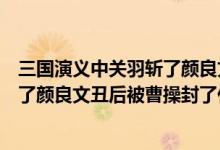 三国演义中关羽斩了颜良文丑后被曹操封了什么官（关羽斩了颜良文丑后被曹操封了什么官）