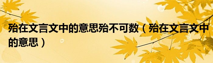 殆在文言文中的意思殆不可数（殆在文言文中的意思）