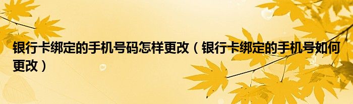 银行卡绑定的手机号码怎样更改（银行卡绑定的手机号如何更改）