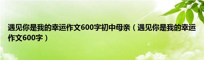 遇见你是我的幸运作文600字初中母亲（遇见你是我的幸运作文600字）