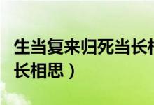 生当复来归死当长相思小说（生当复来归死当长相思）