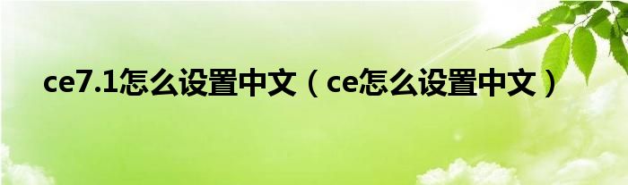 ce7.1怎么设置中文（ce怎么设置中文）